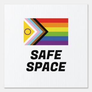 Safe Space LGBTQ Inclusive Progressive Pride Flag Sign