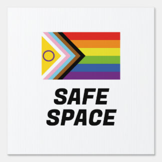 Safe Space LGBTQ Inclusive Progressive Pride Flag Sign