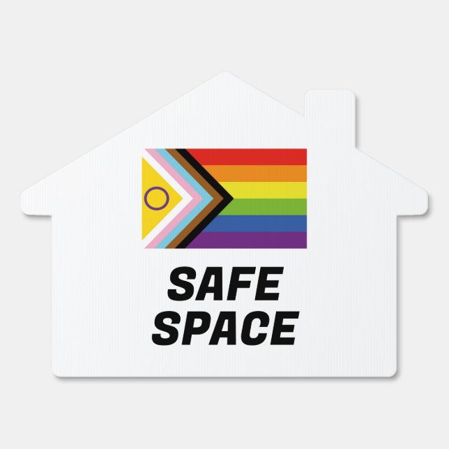 Safe Space LGBTQ Inclusive Progressive Pride Flag Sign (Front)