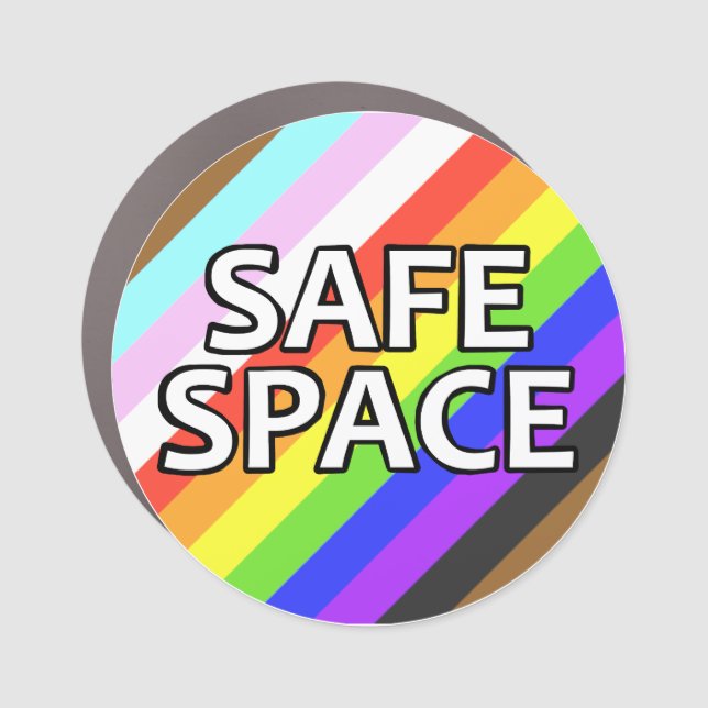 Safe Space Pride Round Car Magnet (Front)