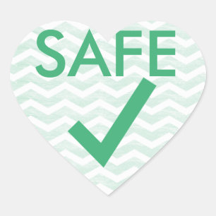 Safe to Eat Green Chevron Heart for Allergies Heart Sticker