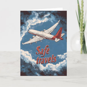 Safe Travels Retro Plane Holiday Card