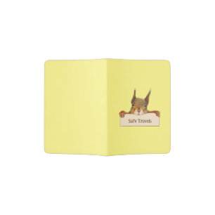 Safe Travels Squirrel Holding Custom Sign Passport Holder