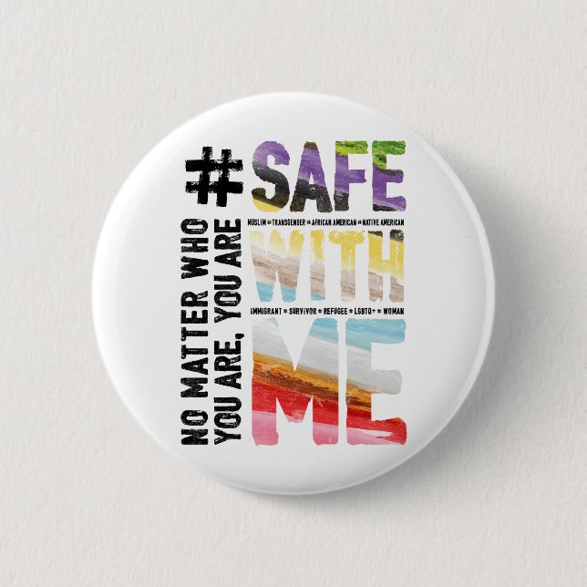 Safe With Me Watercolor Round Button (Front)