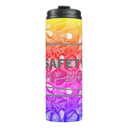 Safety Awareness Red Text Multicolored Background  Thermal Tumbler