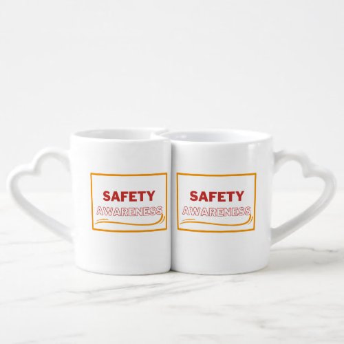 Safety Awareness Red Text Yellow Border Safety Coffee Mug Set