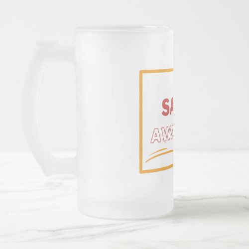 Safety Awareness Red Text Yellow Border Safety Frosted Glass Beer Mug
