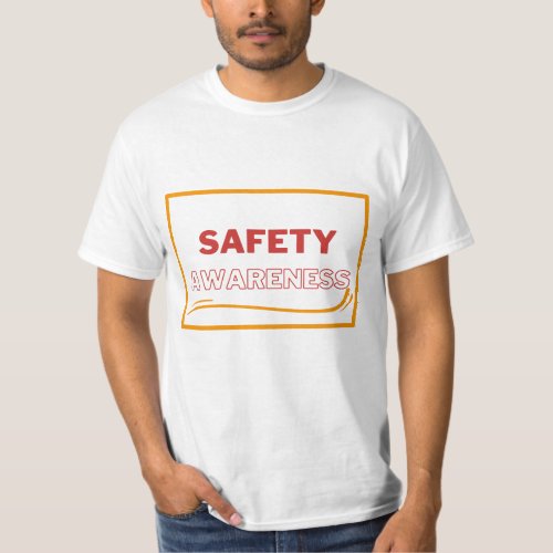 Safety Awareness Red Text Yellow Border Safety  T_Shirt