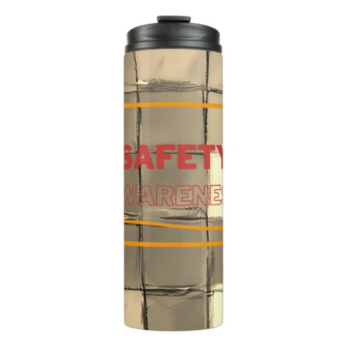 Safety Awareness Red Text Yellow Border Safety Thermal Tumbler