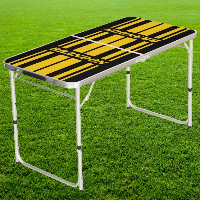 Safety Bee Nostalgic Board Stripe Name Tailgate Beer Pong Table (Creator Uploaded)