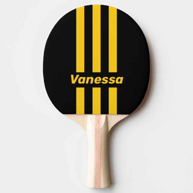 Safety Bee Nostalgic Pin Stripes with Name Ping Pong Paddle (Front)