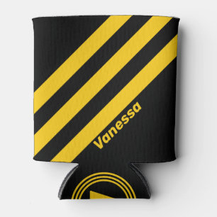 Safety Bee Nostalgic Stripes with Name Can Cooler