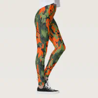 Safety Blaze Orange and Green Camo Leggings Zazzle