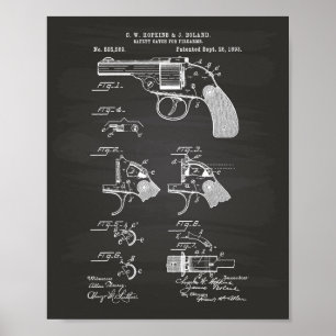 Safety Catch Firearms 1893 Patent Art Chalkboard Poster