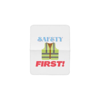 Safety First Blue Red Text Green Reflector Design  Card Holder by SafeYou at Zazzle