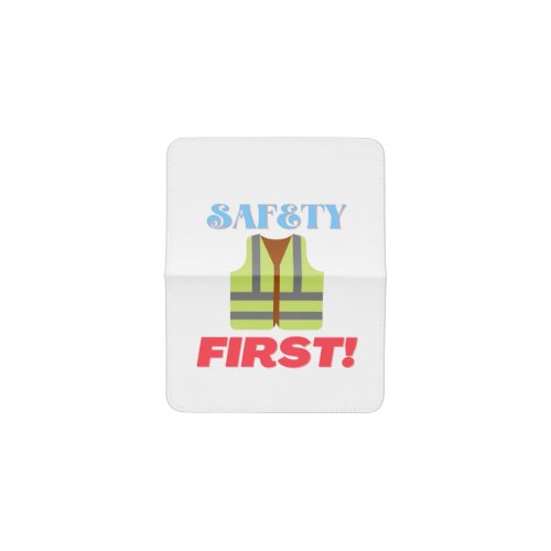 Safety First Blue Red Text Green Reflector Design  Card Holder