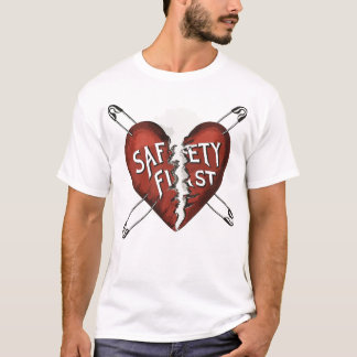 Safety First Broken Heart Safety Pins Punk Rock T-Shirt