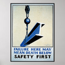 Safety First Failure Here / Death Below WPA Poster