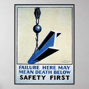 Safety First Failure Here / Death Below WPA Poster