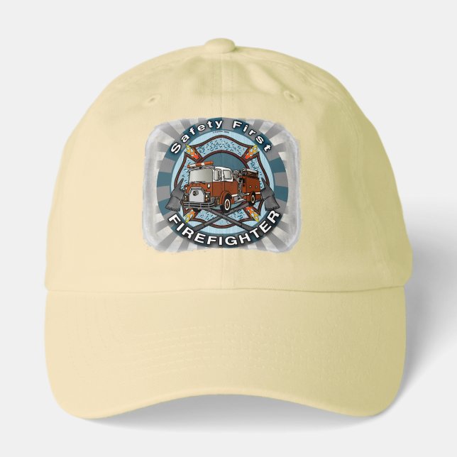Safety First Firefighter Trucker custom name Hat (Front)
