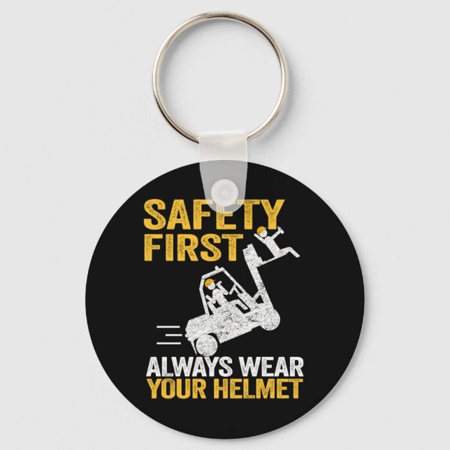 Safety First Funny Forklift Operator Driver Gift Keychain (Front)