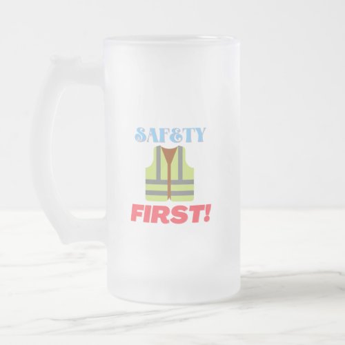 Safety First High Visibility Clothing Reflector Frosted Glass Beer Mug