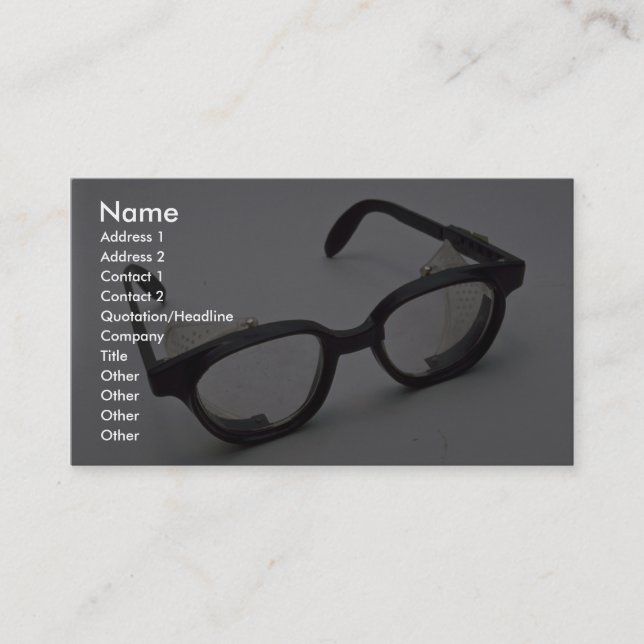 Safety glasses business card (Front)
