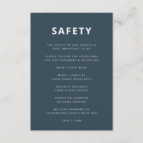 Safety Guidelines  Covid_19 Blue Scandi Wedding Enclosure Card