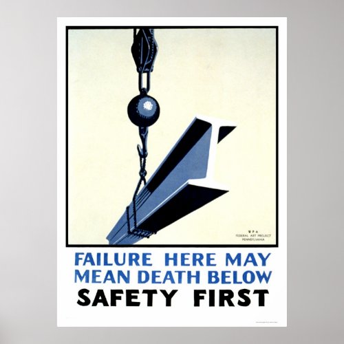 Safety In Construction 1937 WPA Poster