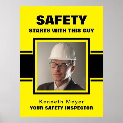 Safety Inspector Yellow  Black Workplace Photo Poster