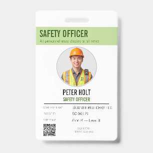 Safety Officer Site Contractor Photo ID Badge