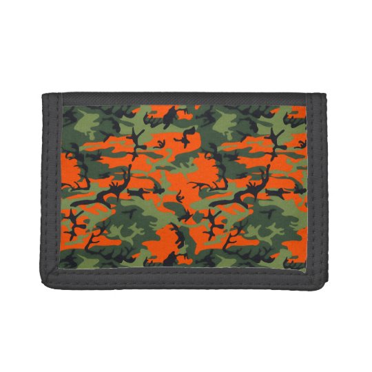 Safety Orange and Green Camo Trifold Wallet | Zazzle.com