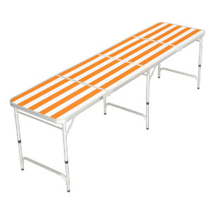Safety Orange and White Stripes Beer Pong Table
