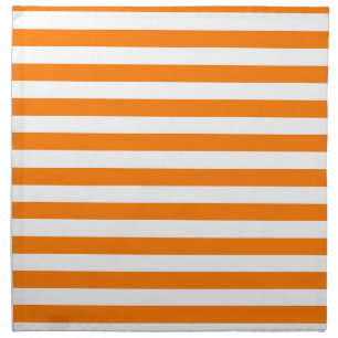 Safety Orange and White Stripes Cloth Napkin