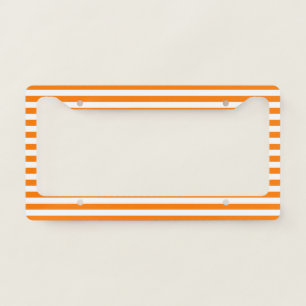 Safety Orange and White Stripes License Plate Frame