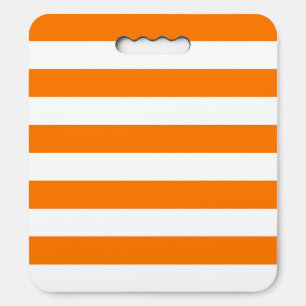 Safety Orange and White Stripes Seat Cushion