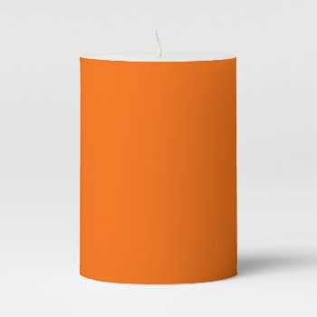 Safety Orange Color Simple Monochrome Plain Orange Pillar Candle by Kullaz at Zazzle