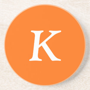 Safety Orange Letters Solid Color Drink Coaster