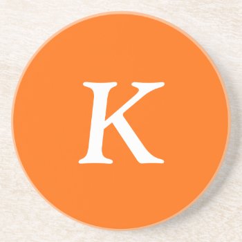 Safety Orange Letters Solid Color Drink Coaster by Kullaz at Zazzle