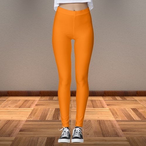 Safety Orange Solid Color Leggings