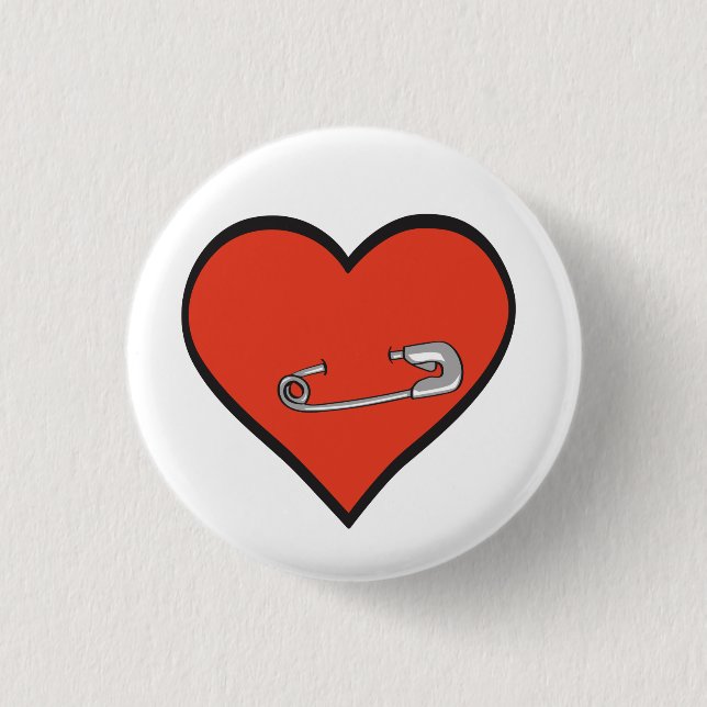 safety pin heart button (Front)