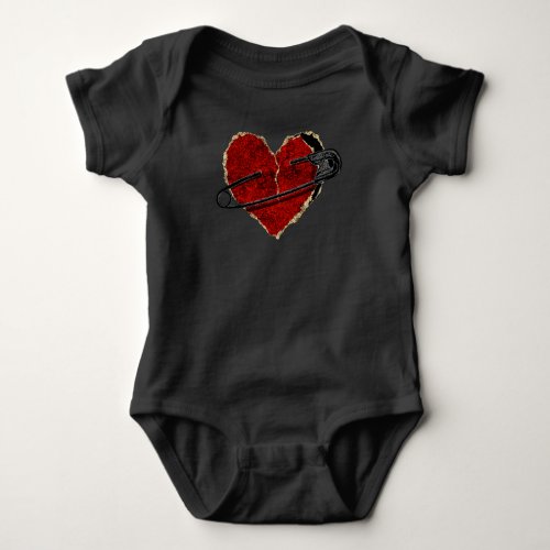 Safety Pin Heart Punk Rock Emo Goth Classic Baby Bodysuit