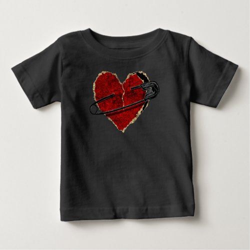 Safety Pin Heart Punk Rock Emo Goth Classic Baby T_Shirt