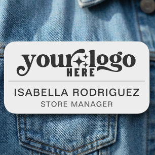 Safety Pin or Magnetic Company Employee Name Tag 