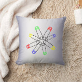 Safety Pin Red Blue Green Rainbow Solidarity Throw Pillow (Blanket)