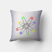 Safety Pin Red Blue Green Rainbow Solidarity Throw Pillow (Back)
