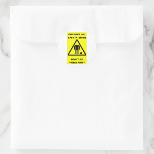 Safety Sign Warning Classic Round Sticker | Zazzle