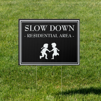 Safety Slow Down Kids Playing Yard Sign