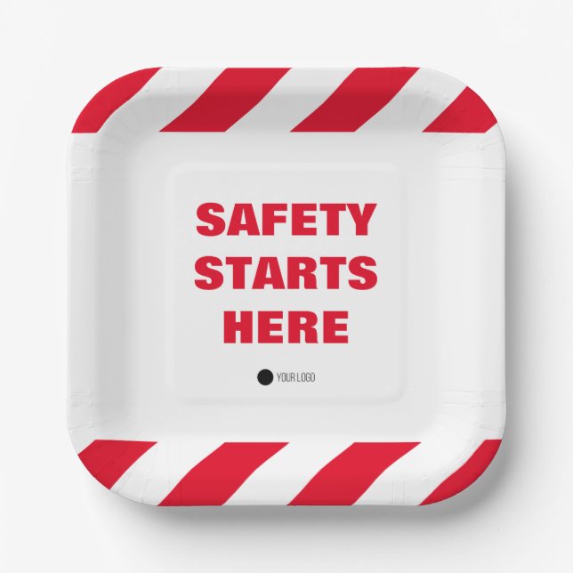 Safety Starts Here Fire Department Office Party Paper Plates (Front)