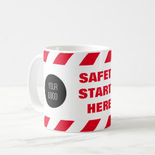 Safety Starts Here Red White Fire Tape Logo Coffee Mug